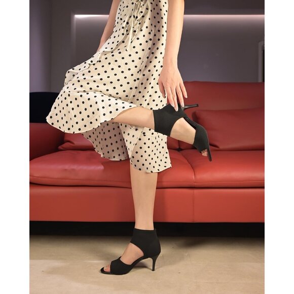 Women Black/2.7 in Ethylene Vinyl Acetate Wide Stretchy Stiletto High Heels - Picture 10 of 12